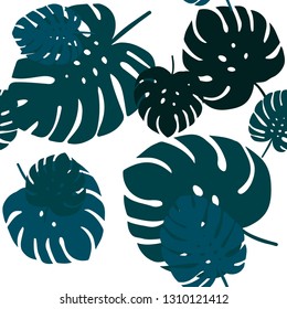 Dark Blue, Green vector seamless elegant pattern with leaves. Creative illustration in blurred style with leaves. Template for business cards, websites.