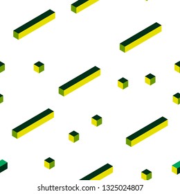 Dark Blue, Green vector seamless, isometric texture in rectangular style. Decorative design in abstract style with rectangles. Texture for window blinds, curtains.