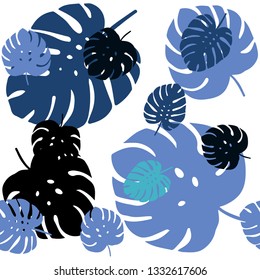 Dark Blue, Green vector seamless doodle template with leaves. Sketchy doodles with leaves on blurred background. Pattern for trendy fabric, wallpapers.