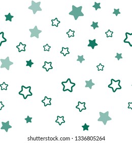 Dark Blue, Green vector seamless template with sky stars. Decorative shining illustration with stars on abstract template. Design for textile, fabric, wallpapers.