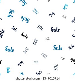 Dark Blue, Green vector seamless cover with symbols of 30, 50, 70 % sales. Shining colorful illustration with isolated selling prices. Backdrop for ads, leaflets of Black Friday.