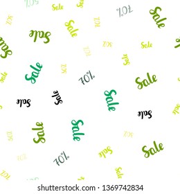 Dark Blue, Green vector seamless template with 30, 50, 70% selling. Abstract illustration with colorful gradient symbols of sales. Backdrop for ads, leaflets of Black Friday.