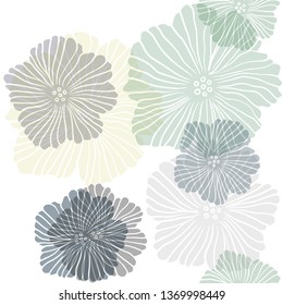 Dark Blue, Green vector seamless elegant wallpaper with flowers. Sketchy doodle flowers on white background. Pattern for design of fabric, wallpapers.