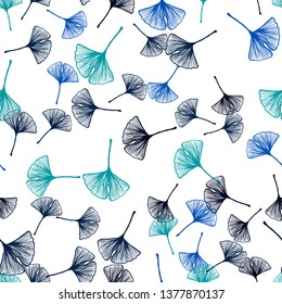 Dark Blue, Green vector seamless doodle backdrop with leaves. Colorful illustration in doodle style with leaves. Pattern for trendy fabric, wallpapers.