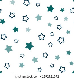 Dark Blue, Green vector seamless texture with beautiful stars. Shining colored illustration with stars. Pattern for trendy fabric, wallpapers.
