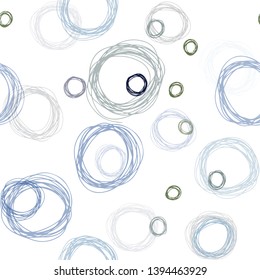 Dark Blue, Green vector seamless cover with spots. Illustration with set of shining colorful abstract circles. Template for business cards, websites.