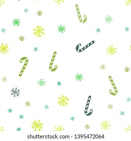 Dark Blue, Green vector seamless layout with christmas sweet desserts.