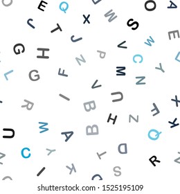 Dark Blue, Green vector seamless backdrop with english symbols. Abstract illustration with colored latin alphabet. Pattern for trendy fabric, wallpapers.