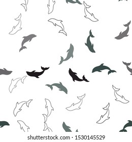 Dark Blue, Green vector seamless texture with dolphins. Modern abstract illustration with sea dolphins. Natural design for wallpapers.