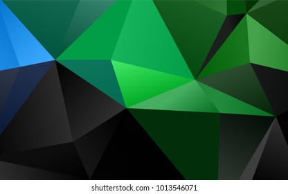 Dark Blue, Green vector shining triangular template. Glitter abstract illustration with an elegant design. The textured pattern can be used for background.