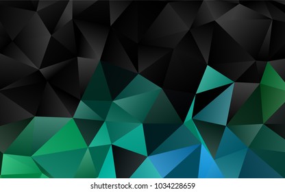 Dark Blue, Green vector shining triangular background. Creative geometric illustration in Origami style with gradient. A completely new design for your business.