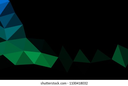 Dark Blue, Green vector shining hexagonal shining triangular. A sample with polygonal shapes. The elegant pattern can be used as part of a brand book.
