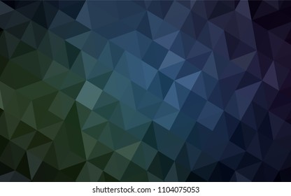 Dark Blue, Green vector shining triangular cover. Shining colorful illustration with triangles. Brand new style for your business design.