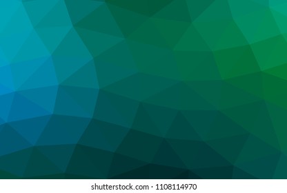 Dark Blue, Green vector shining hexagonal shining triangular. An elegant bright illustration with gradient. Brand new style for your business design.