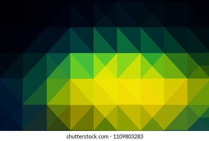 Dark Blue, Green vector shining triangular cover. Shining polygonal illustration, which consist of triangles. Brand new design for your business.