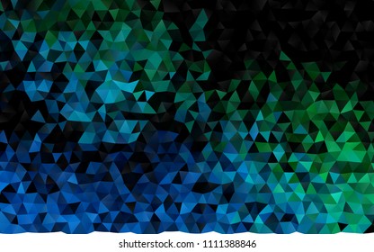 Dark Blue, Green vector shining triangular template. Shining illustration, which consist of triangles. The polygonal design can be used for your web site.