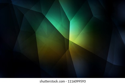 Dark Blue, Green vector shining triangular backdrop. Glitter abstract illustration with an elegant triangles. Completely new template for your banner.