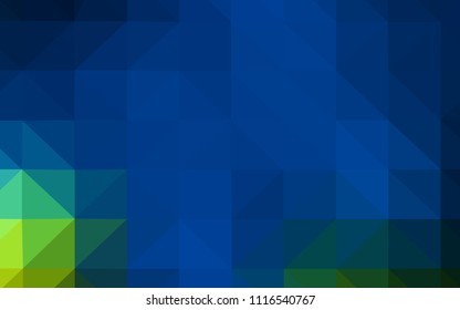 Dark Blue, Green vector shining triangular backdrop. Creative illustration in halftone style with triangles. Brand new design for your business.