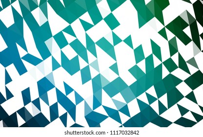 Dark Blue, Green vector shining triangular background. Creative illustration in halftone style with gradient. The polygonal design can be used for your web site.