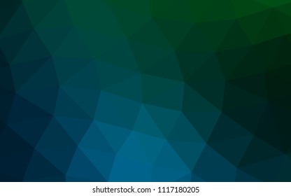 Dark Blue, Green vector shining hexagonal shining triangular. Colorful abstract illustration with gradient. The best triangular design for your business.
