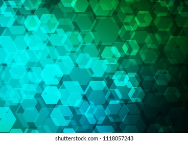 Dark Blue, Green vector shining hexagonal template. Glitter abstract illustration with an elegant design. Brand new design for your business.