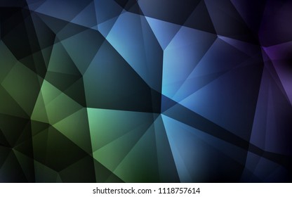 Dark Blue, Green vector shining triangular layout. Colorful abstract illustration with triangles. Best triangular design for your business.