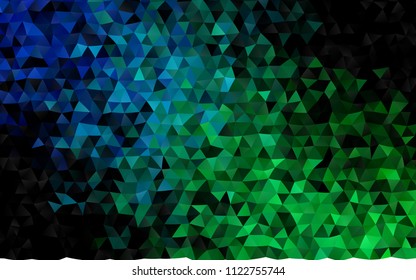 Dark Blue, Green vector shining triangular pattern. A vague abstract illustration with gradient. Triangular pattern for your business design.