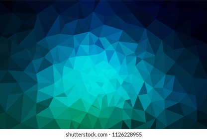 Dark Blue, Green vector shining triangular layout. Creative illustration in halftone style with triangles. Textured pattern for your backgrounds.