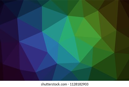 Dark Blue, Green vector shining triangular backdrop. Geometric illustration in Origami style with gradient.  A completely new design for your leaflet.