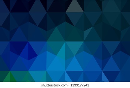 Dark Blue, Green vector shining triangular layout. Polygonal abstract illustration with gradient. New template for your brand book.