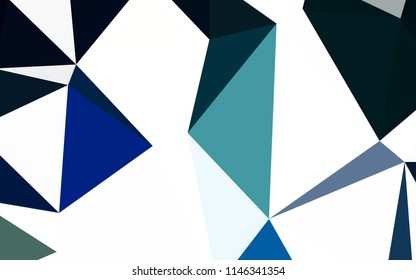 Dark Blue, Green vector shining triangular backdrop. Geometric illustration in Origami style with gradient.  Best triangular design for your business.