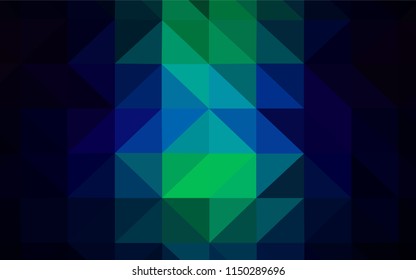 Dark Blue, Green vector shining triangular layout. Geometric illustration in Origami style with gradient.  Completely new template for your banner.