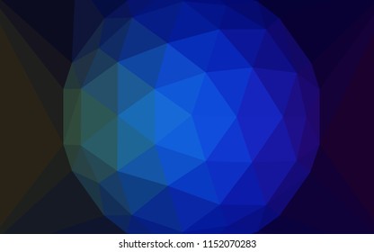Dark Blue, Green vector shining triangular cover with a gem in a centre. Triangular geometric sample with gradient.  Pattern for a brand book's backdrop.