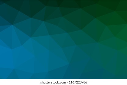 Dark Blue, Green vector shining hexagonal pattern. A sample with polygonal shapes. Triangular pattern for your business design.