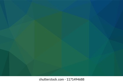 Dark Blue, Green vector shining hexagonal template. Colorful abstract illustration with gradient. Triangular pattern for your business design.
