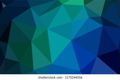 Dark Blue, Green vector shining triangular backdrop. Glitter abstract illustration with an elegant triangles. New template for your brand book.