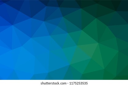 Dark Blue, Green vector shining hexagonal pattern. Shining illustration, which consist of triangles. The textured pattern can be used for background.