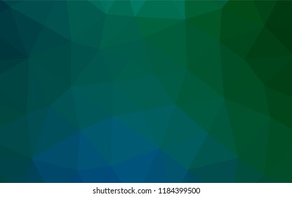 Dark Blue, Green vector shining hexagonal background. Geometric illustration in Origami style with gradient.  The template can be used as a background for cell phones.