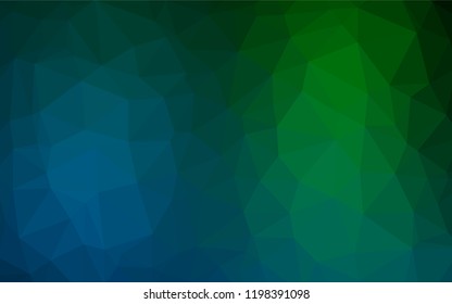 Dark Blue, Green vector shining hexagonal template. Geometric illustration in Origami style with gradient.  Brand new style for your business design.
