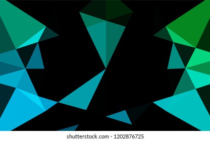 Dark Blue, Green vector shining low poly template. Modern geometrical abstract illustration with gradient. A new texture for your design.