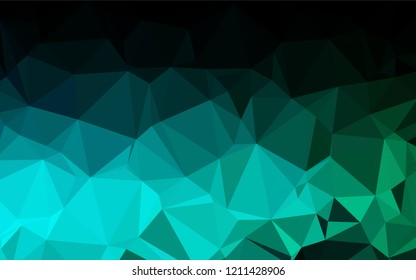 Dark Blue, Green vector shining hexagonal template. Triangular geometric sample with gradient.  Brand new design for your business.