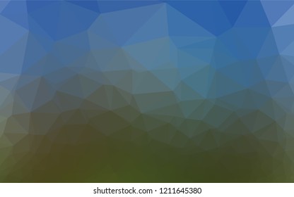 Dark Blue, Green vector shining hexagonal background. Glitter abstract illustration with an elegant design. Triangular pattern for your business design.