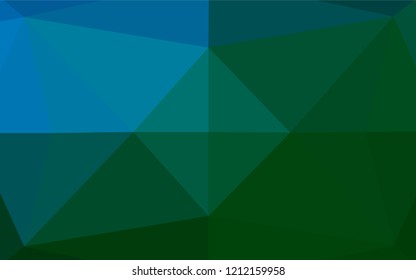 Dark Blue, Green vector shining hexagonal template. Triangular geometric sample with gradient.  The polygonal design can be used for your web site.