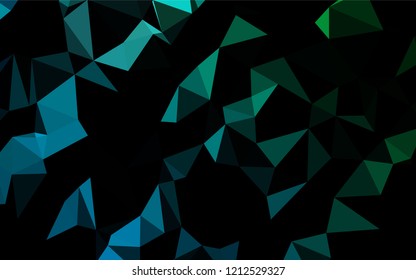 Dark Blue, Green vector shining hexagonal template. Geometric illustration in Origami style with gradient.  Triangular pattern for your business design.