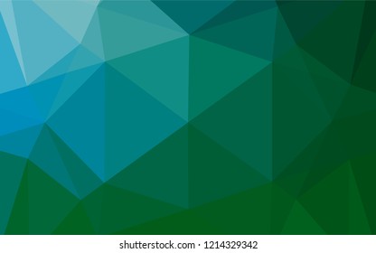 Dark Blue, Green vector shining hexagonal background. Triangular geometric sample with gradient.  The completely new template can be used for your brand book.