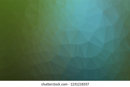 Dark Blue, Green vector shining hexagonal template. Triangular geometric sample with gradient.  A new texture for your design.