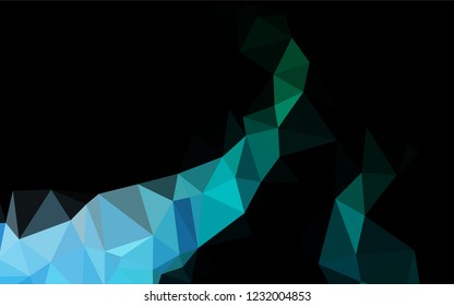 Dark Blue, Green vector shining hexagonal pattern. Triangular geometric sample with gradient.  The best triangular design for your business.