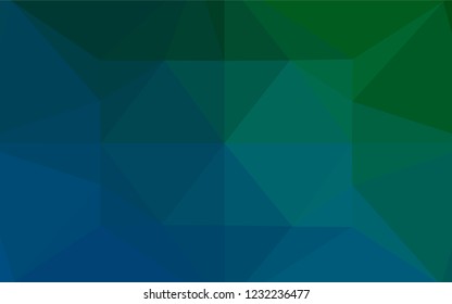 Dark Blue, Green vector shining hexagonal template. Triangular geometric sample with gradient.  The template can be used as a background for cell phones.