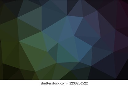 Dark Blue, Green vector shining triangular backdrop. Elegant bright polygonal illustration with gradient. A new texture for your web site.