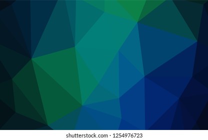 Dark Blue, Green vector shining triangular cover. Creative geometric illustration in Origami style with gradient. Brand new style for your business design.